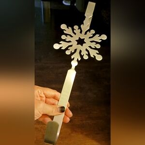 Brushed Metal Snowflake Wreath Holder, 15" in length